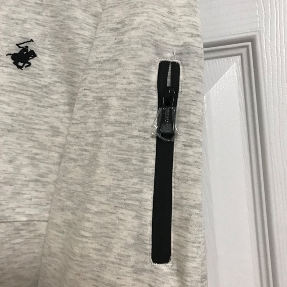 NWT Beverly Hills Polo Club Cotton Rich Zip Up Sweater With Hood Side Arm Zipper - Picture 6 of 11